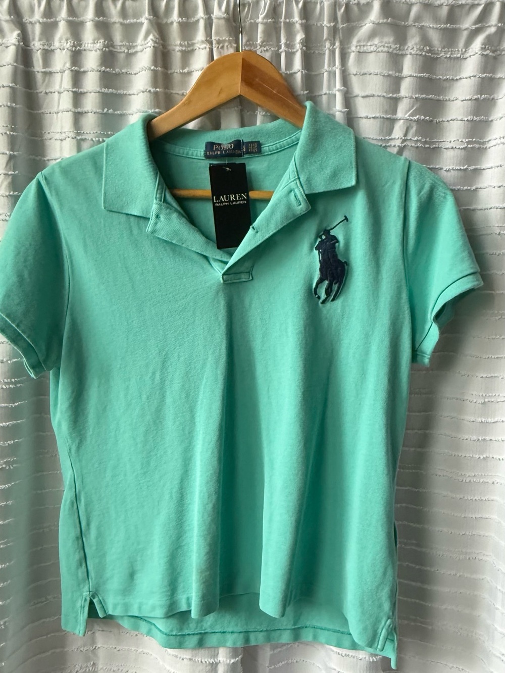 Ralph Lauren Girls' Mint Polo with Navy Pony